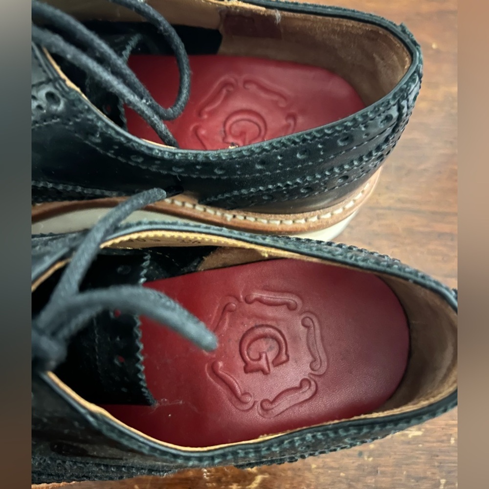 GRENSON Emily Oxford black leather brogues white wedge sole size 6.5 (4 1/2 UK) - Picture 8 of 10